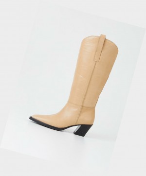 Vagabond Alina Knähöga Stövlar Dam Beige | 18530-KADV